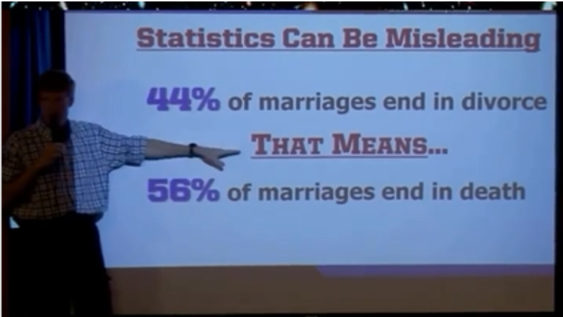 Don McMillan frames marriage statistics in a hilarious way