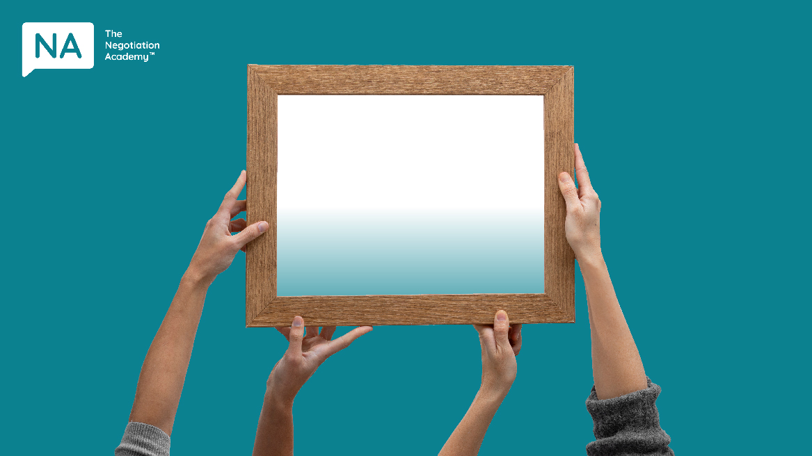 Different people holding up a frame to represent Prospect Theory in Negotiations. How you frame information in negotiations can greatly affect outcomes